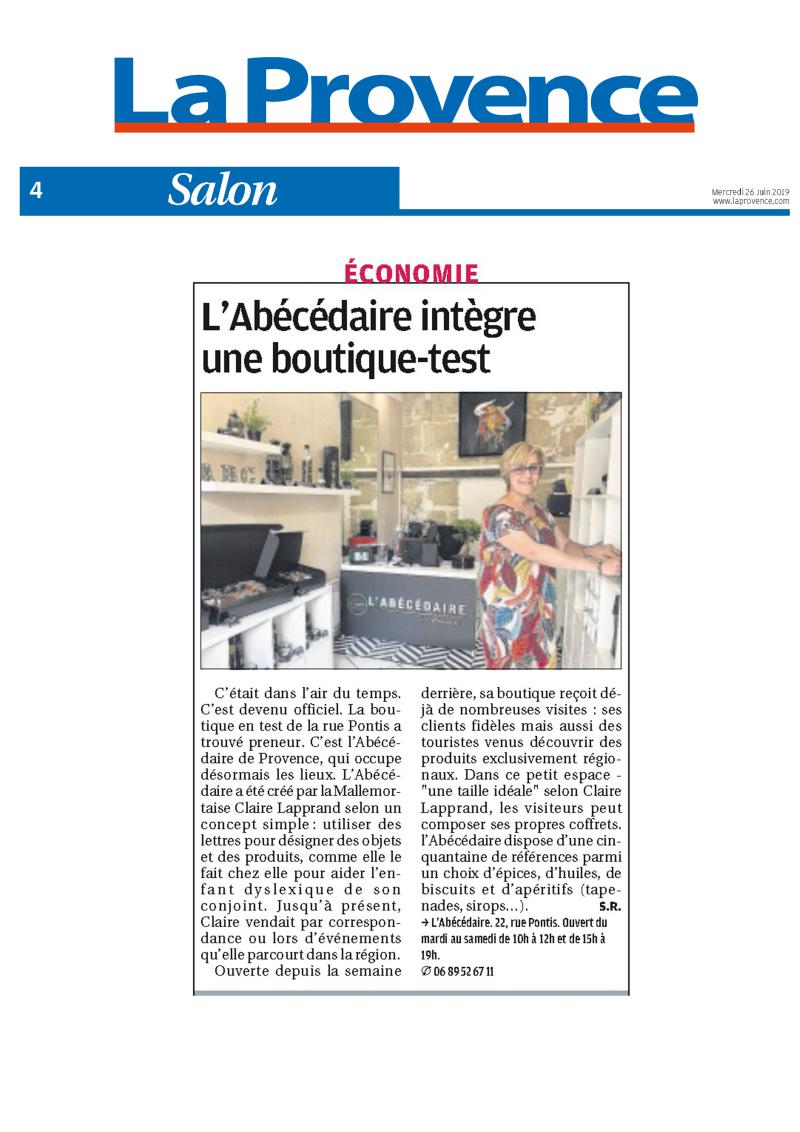 Article presse le journal La Provence